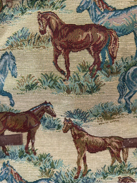 Vintage Horse Tapestry Rolling Shopping Cart Fold Flat - Equestrian Market Bag View 4