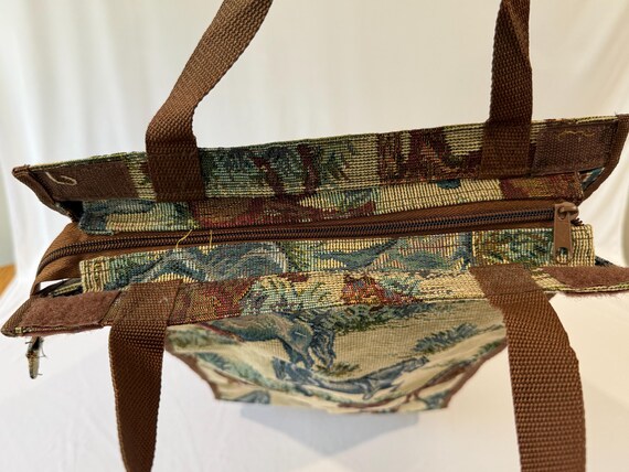 Vintage Horse Tapestry Rolling Shopping Cart Fold Flat - Equestrian Market Bag View 5