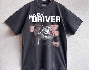 Baby Driver Movie T-Shirt, Vintage Edgar Wright Film Tee, Comfort Colors Retro Crime Action Merch, Ansel Elgort Character Driver Fan Gift