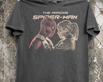 Vintage The Amazing Spider-Man Shirt, Comfort Colors Andrew Garfield Gwen Stacy Graphic Tshirt, Marvel Superhero Film Couple Movie Fan Gift