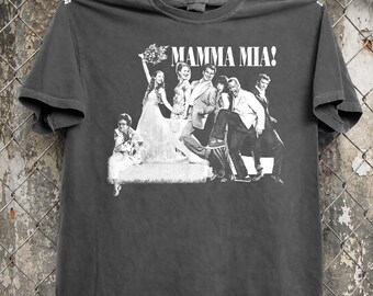 Camiseta vintage de Mamma Mia, camiseta retro con estampado musical de ABBA, camiseta Comfort Colors de la película Greece, regalo de merchandising clásico de la película Donna and the Dynamos