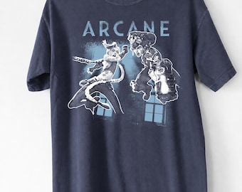 Vintage Arcane Movie Shirt, Retro Jinx Vi League of Legends Tshirt, Comfort Colors Anime Game Graphic Tee, Classic Netflix Show Fan Gift