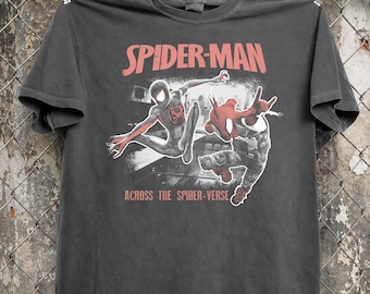 Retro Spider-Man Across The Spider-Verse Comfort Colors Shirt, Vintage Marvel Comics Cover Tee, Superhero Fan Gift, Spider Man Graphic Top