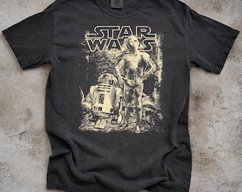 Comfort Colors Star Wars Droids Shirt, Vintage C3PO & R2D2 Tee, Retro Star Wars Robot T-Shirt, Space Sci-Fi Merch, Star Wars Fan Gift