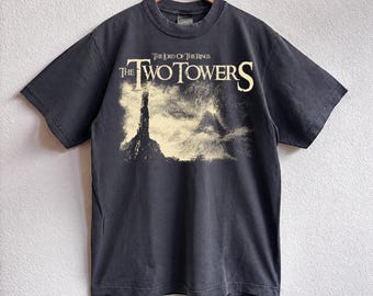Vintage The Lord of the Rings Shirt, The Two Towers Movie Tee, LOTR Graphic T-Shirt, Goth Aesthetic Fantasy Top, Retro Streetwear Clothing