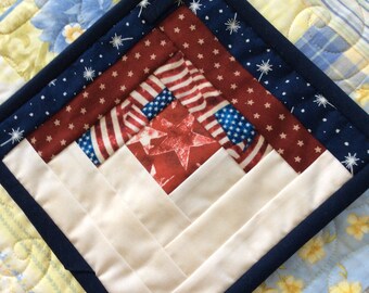 Patriotic Log Cabin Hotpad