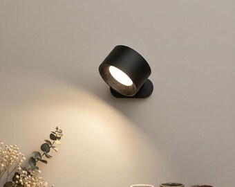 Modern Black LED Wall Sconce, Adjustable Rotatable Spotlight Fixture, Accent Light