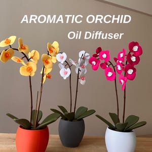 3D Printed Orchid Reed Diffuser, Incense Holder, Spinning Leaves, Floral Desk Decor Gift