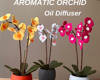 Difusor de varillas de orquídea impreso en 3D, porta incienso, hojas giratorias, decoración floral para escritorio. Regalo ideal.