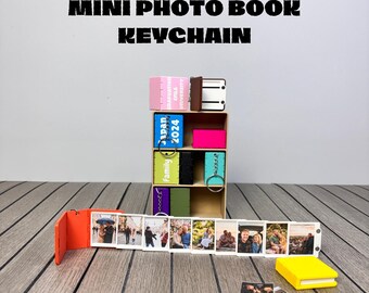 Photo Book Keychain, Mini Picture Album, Personalized Text, 3D Printed