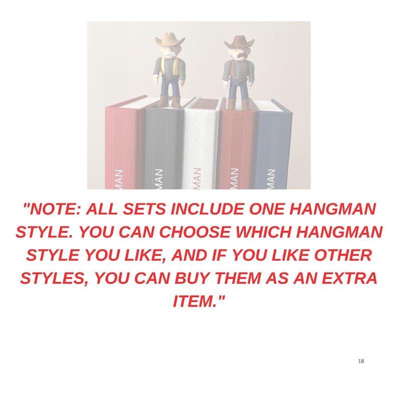 May include: Two cowboy figurines stand on a stack of books in various colours. The books are red, black, white, and blue, with the word "MAN" printed on the spines. The figurines wear cowboy hats and outfits.