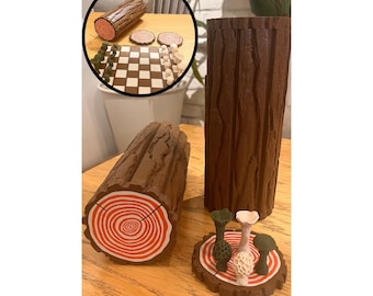 3D Printed Forest Chess Set, Nature Botanical Tabletop Decor, ForgeCore Pieces