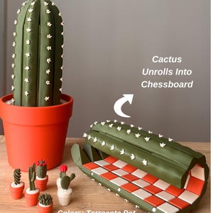 3D Gedrucktes Kaktus Schachspiel, Roll-Up Brett, Botanisches Wohndekor Bild 2