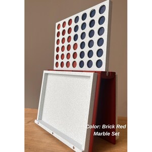 Playbook'd Fyra i rad, Hopfällbart brädspel, Mekanisk strategibord, Resevänlig förvaring BrickRed Marble Set