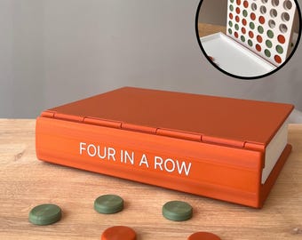 Playbook'd Four in a Row, Folding  Board Game, Mechanical Strategy Tabletop, Travel Friendly Storage