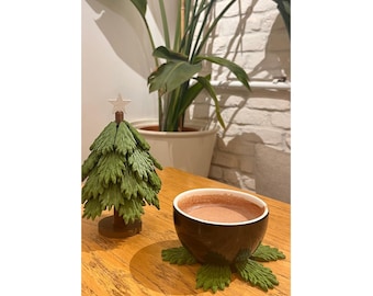 3D Printed Pine Tree Coaster Set: Modular Evergreen Forest Table Decor