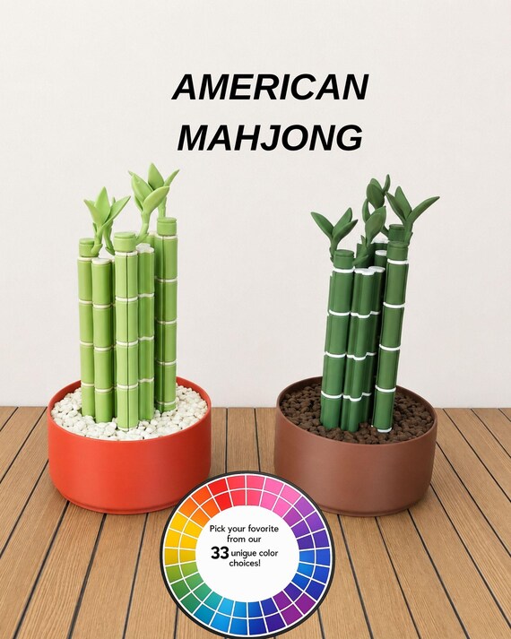 3D Printed American Mahjong Set, 152 Tiles, Lucky Bamboo Racks, Custom Pot