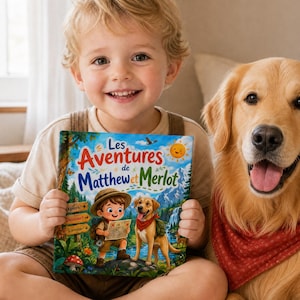 Livre personnalisé enfant et animal de compagnie aventure illustrée avec photos cadeau naissance souvenir