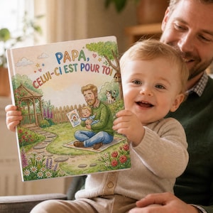 Livre personnalisé pour jeune papa et bébé avec photo souvenir émotionnel cadeau naissance Fête des Pères