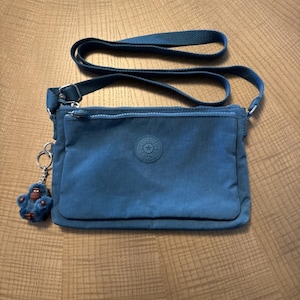 Kipling Diane In Teal Crossbody Handbag With Monkey Accessory