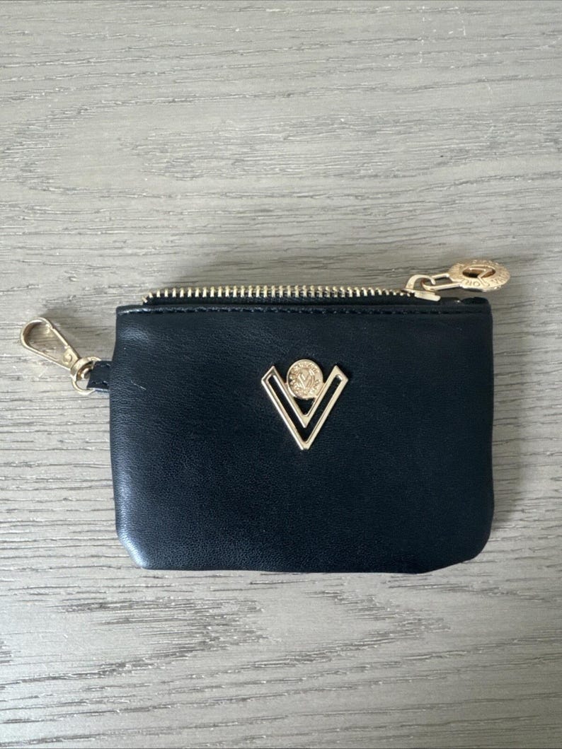 Valentino Orlandi Wallet Coin Purse Vegan Détails Et Logo Or Noir image 1