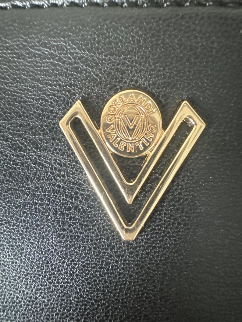 Valentino Orlandi Wallet Coin Purse Vegan Détails Et Logo Or Noir image 8