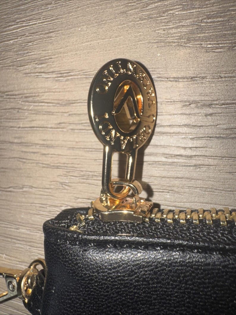 Valentino Orlandi Wallet Coin Purse Vegan Détails Et Logo Or Noir image 2