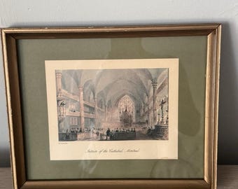 Impression encadrée vintage L'intérieur de la cathédrale de Montréal par WH Bartlett