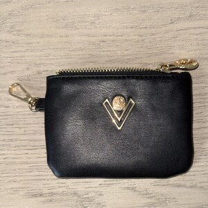 Valentino Orlandi Wallet Coin Purse Vegan Détails Et Logo Or Noir image 7
