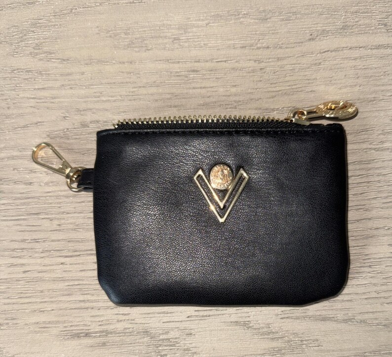 Valentino Orlandi Wallet Coin Purse Vegan Détails Et Logo Or Noir image 7