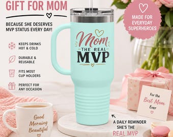 Taza de viaje "Mamá, la verdadera MVP" / Vaso térmico de 1.2 litros (40 oz)