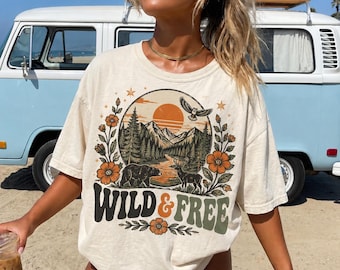 Retro Wilderness Graphic Tee | Vintage 70s Nature Mountain Top