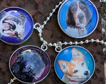 Customizable Pet Portrait / Pet Memorial Pendant Necklace / Dog Loss Comfort Gift / Cat Loss Gift / Healing Gift for Pet Loss / Pet Keychain