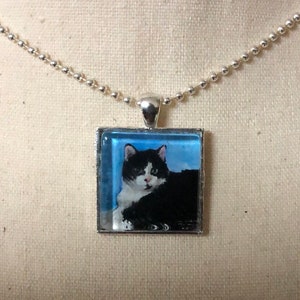 Miniature Painting // Custom Pet Portrait Pendant // Pet Portrait Memorial Jewelry and Keychains // Pet Loss Gift Silverplated Square