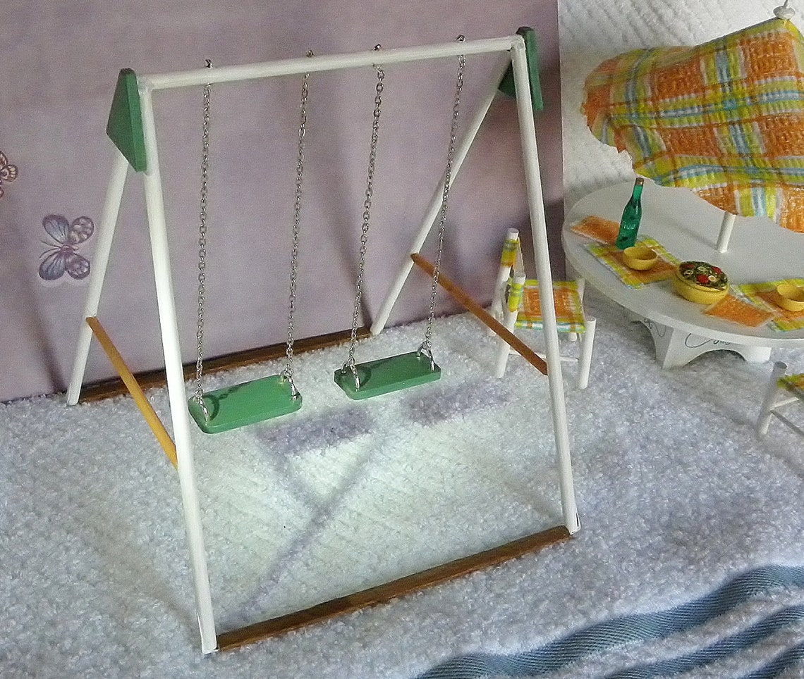 Miniature Swing // Dollhouse Swing Set // Miniature Playground Etsy
