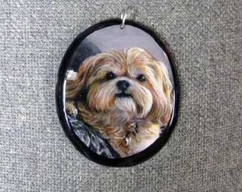 Custom Pet Painting Made-to-Order from your photo // Dog Portrait as Wearable Art // Dogs*Horses*Cats*Pets*Lhasa Apso*Animals*Jewelry