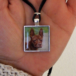 Miniature Painting // Custom Pet Portrait Pendant // Pet Portrait Memorial Jewelry and Keychains // Pet Loss Gift image 2