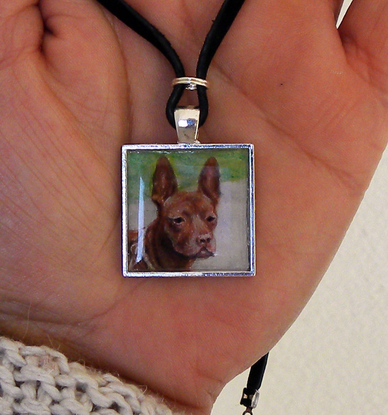 Miniature Painting // Custom Pet Portrait Pendant // Pet Portrait Memorial Jewelry and Keychains // Pet Loss Gift image 2