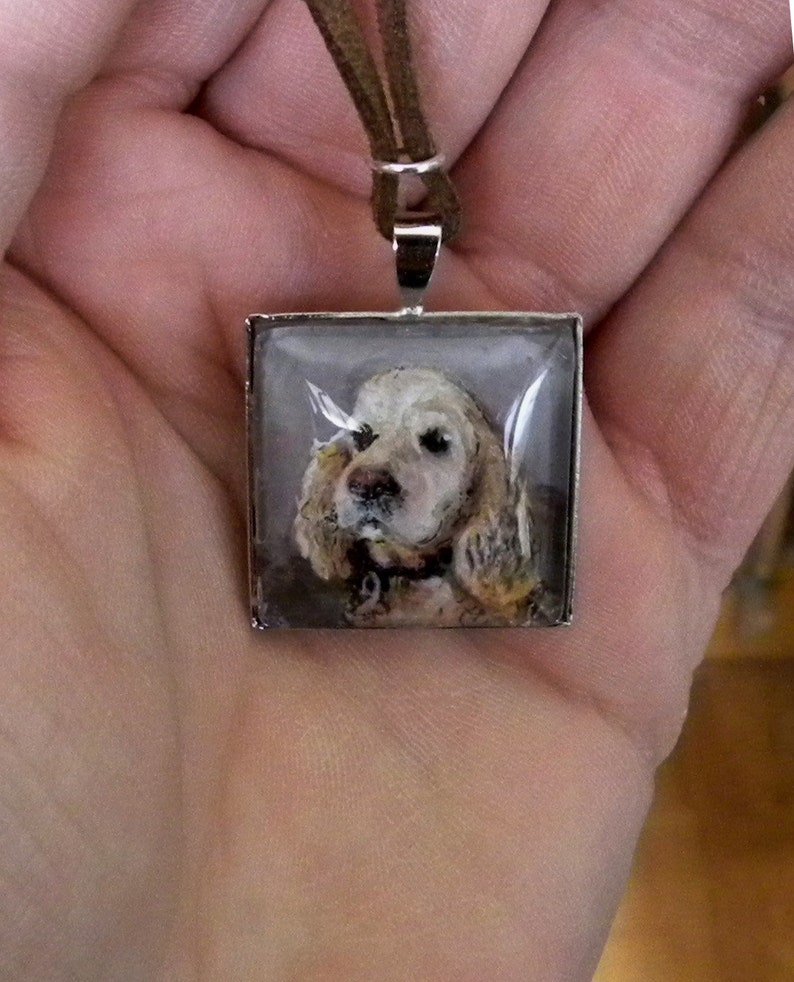 Miniature Painting // Custom Pet Portrait Pendant // Pet Portrait Memorial Jewelry and Keychains // Pet Loss Gift image 4