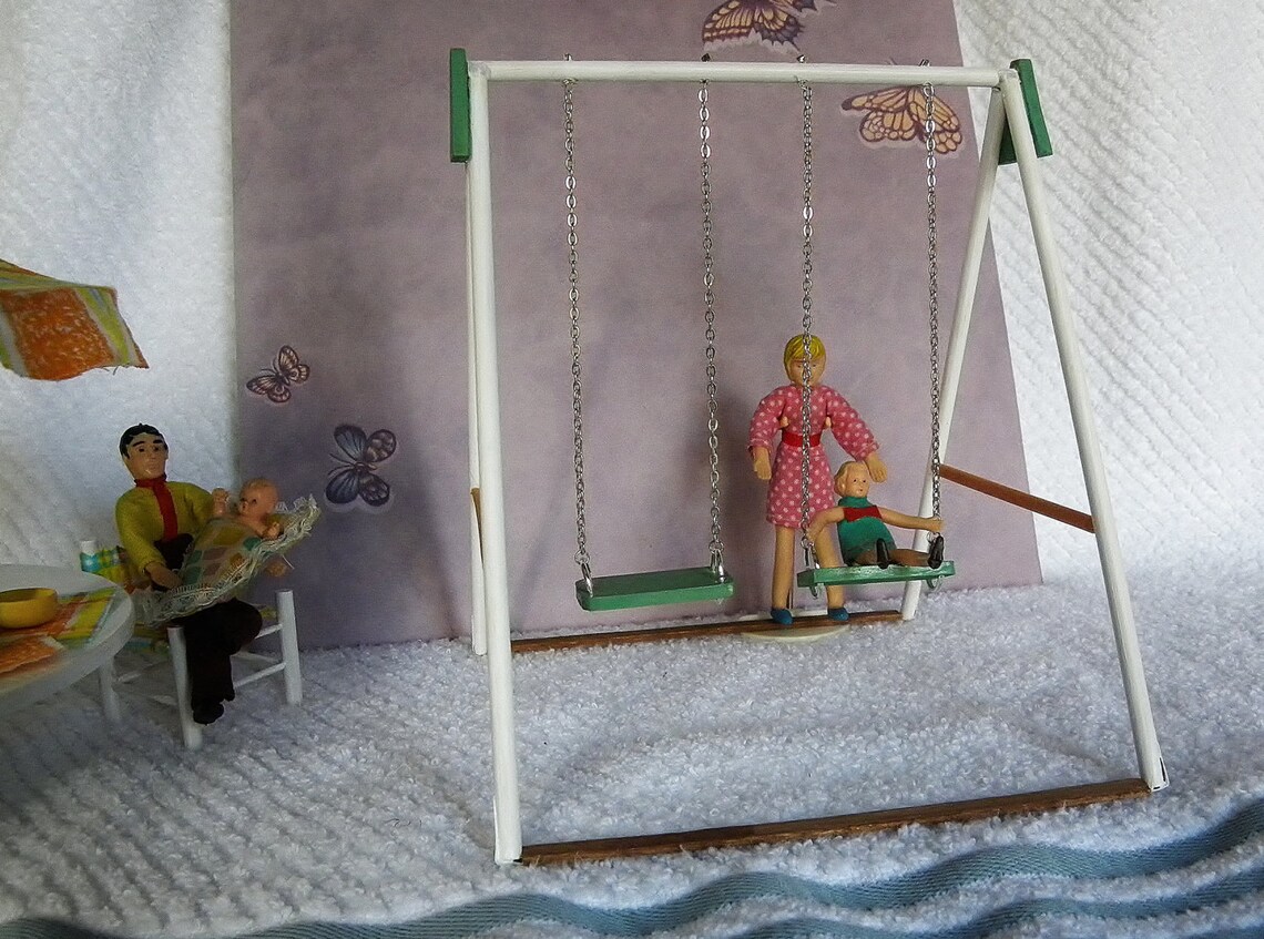 Miniature Swing // Dollhouse Swing Set // Miniature Playground Etsy