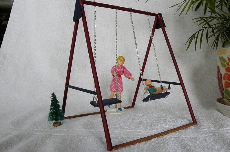 Dollhouse Swing Set // Miniature Dollhouse Playground // Etsy