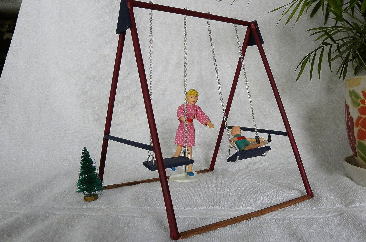 Dollhouse Swing Set // Miniature Dollhouse Playground // Etsy