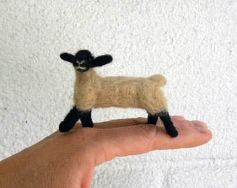 Black Faced Sheep-Needle Felted Miniature Ewe // Felted Sheep by ArtsyEmmy // Miniature Farm Animal // Dollhouse Pet Lamb