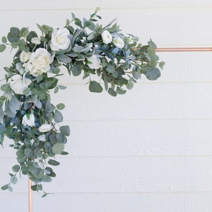 Wedding Ceremony Flowers,  Floral Arrangement, White and Green,  Eucalyptus Greenery,  Wedding Decor,  Backdrop & Welcome Sign Flowers