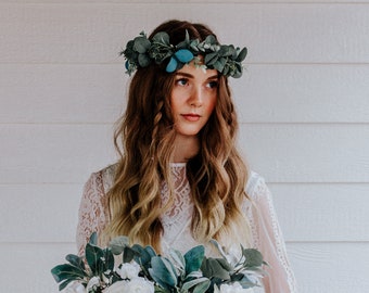 Eucalyptus Flower Crown/ Greenery Crown / Natural Flower Crown/ Boho Bridal Headpiece/ Rustic Wedding Flower Crown/ Photo Prop