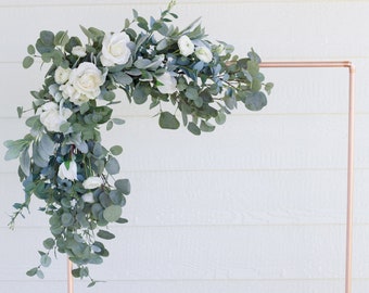 Wedding Ceremony Flowers,  Floral Arrangement, White and Green,  Eucalyptus Greenery,  Wedding Decor,  Backdrop & Welcome Sign Flowers