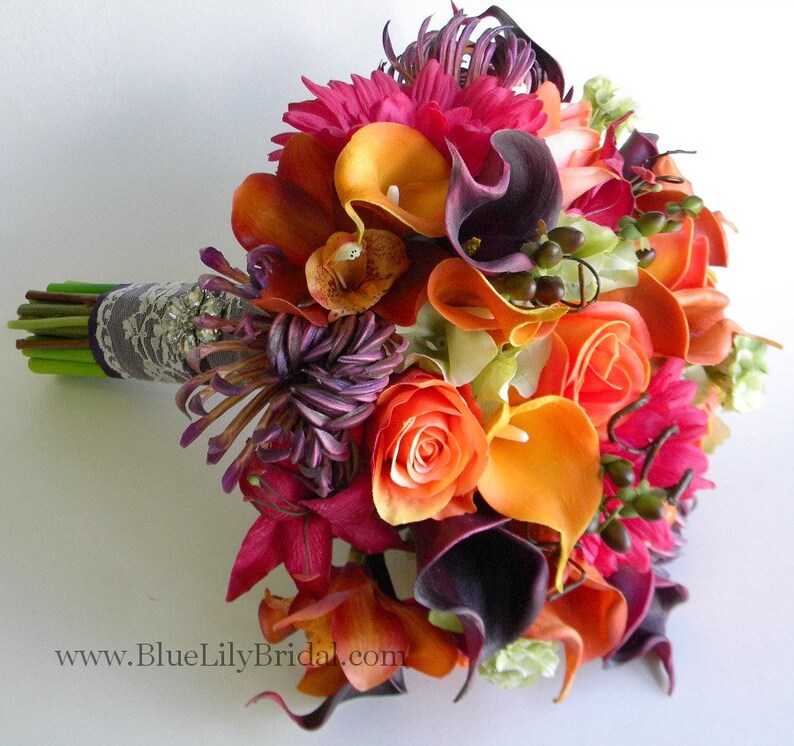 The Rachel Bouquet Real Touch Wedding Flowers in Orange Etsy