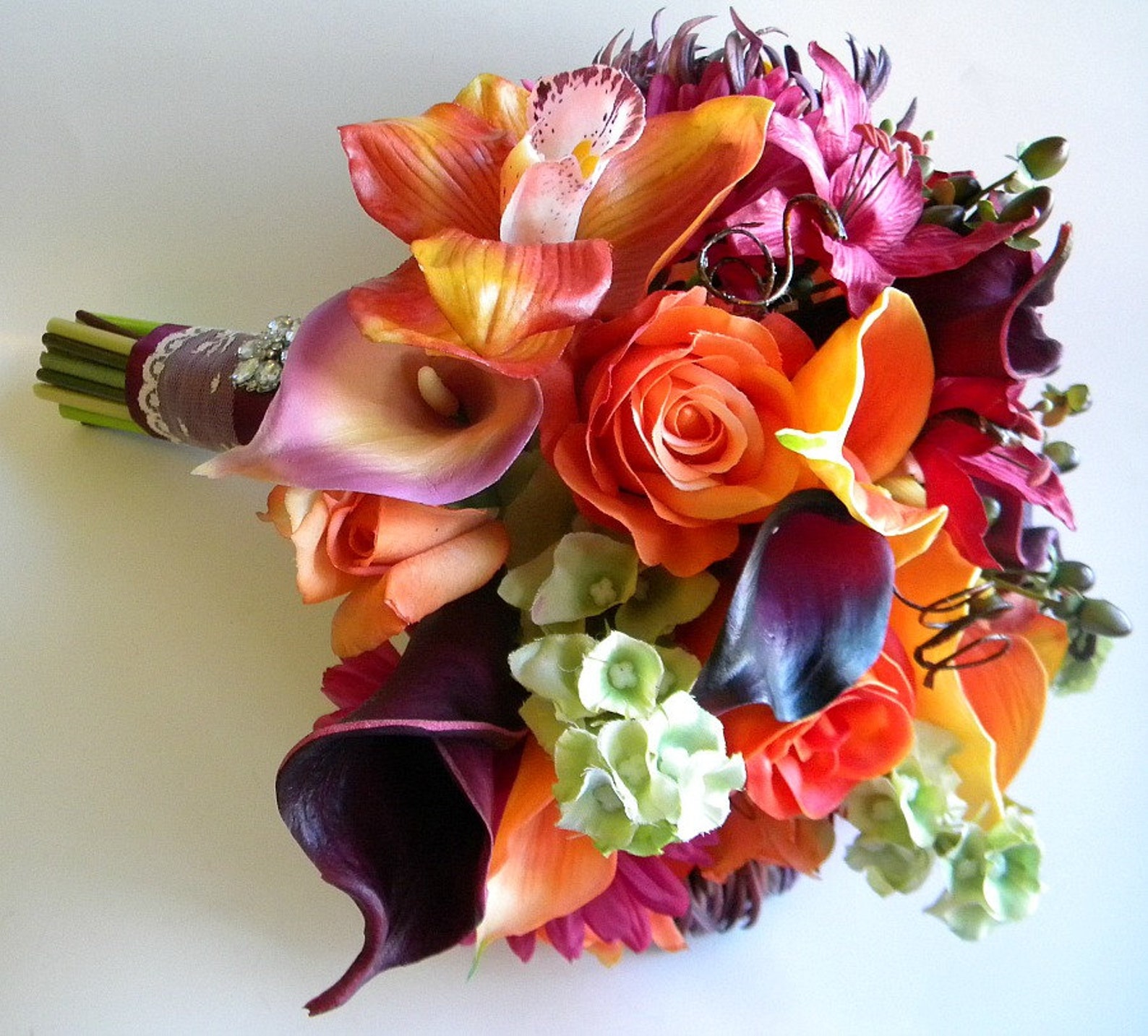 The Rachel Bouquet Real Touch Wedding Flowers in Orange Etsy