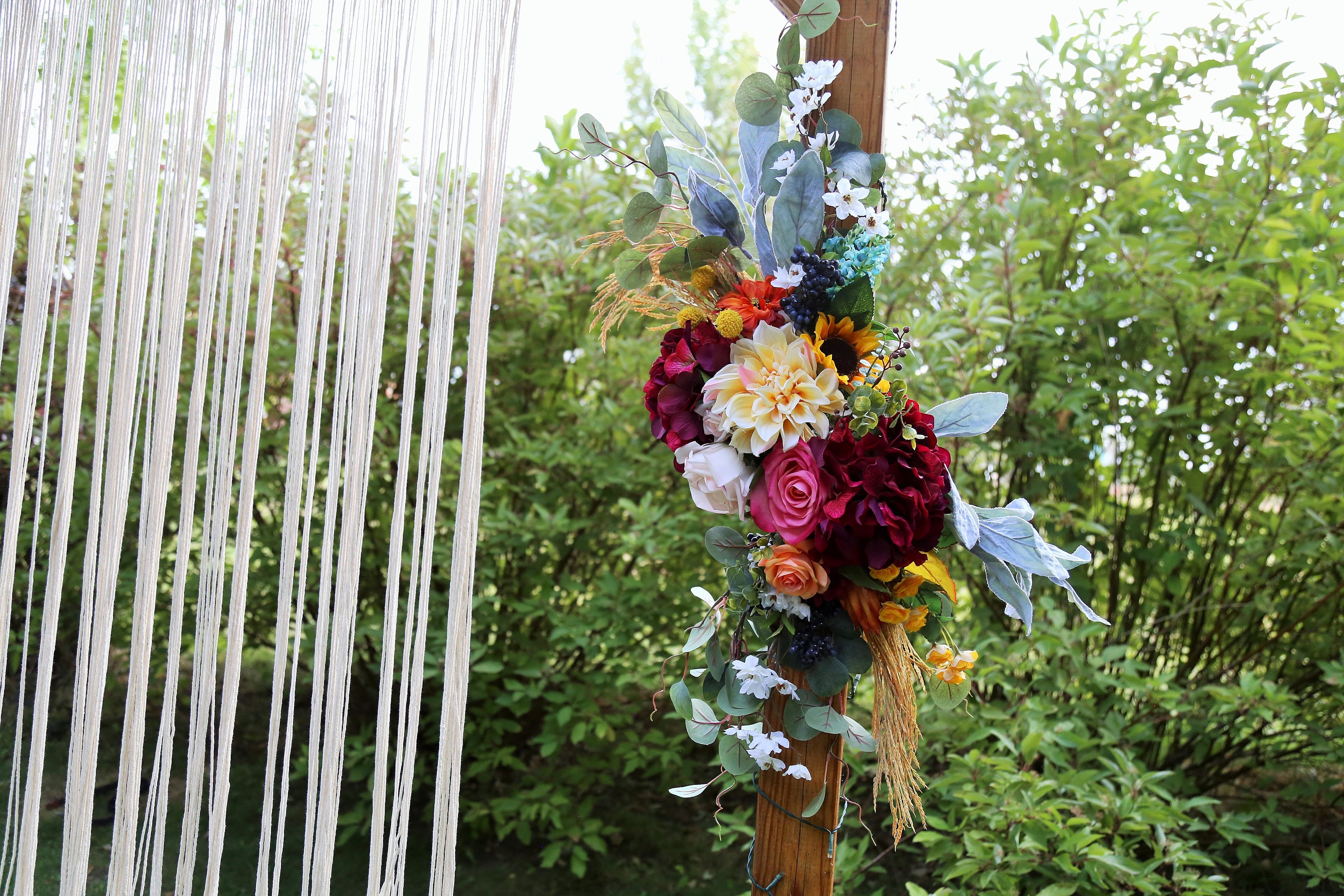 Wedding Ceremony Flowers Arch Arrangements Rustic Boho Silk | Etsy