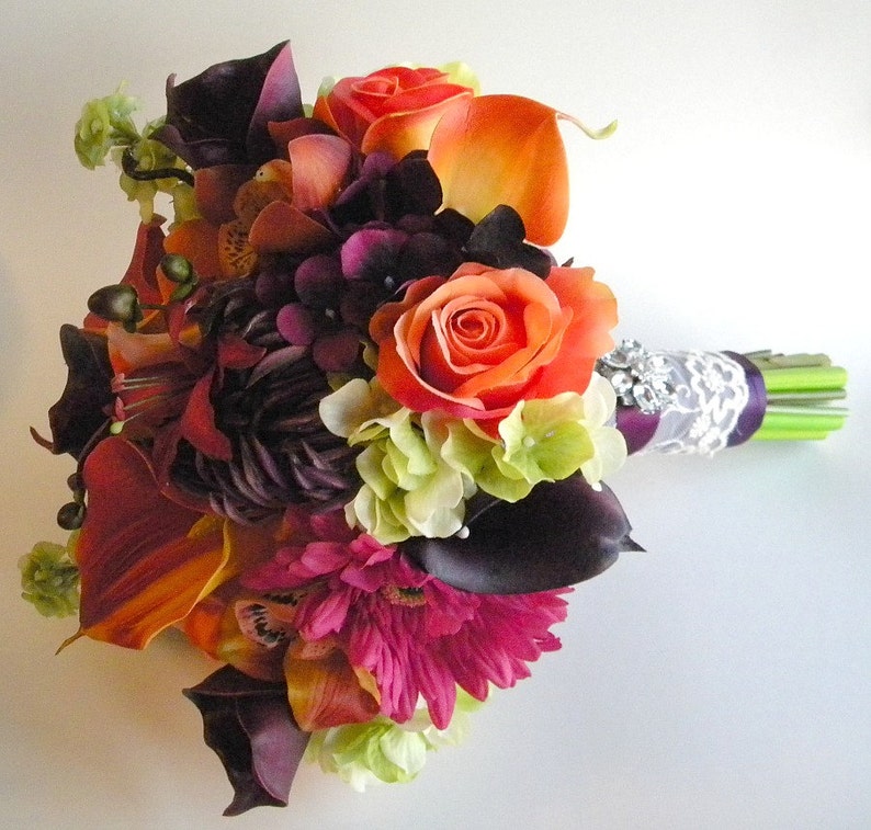 The Rachel Bouquet Real Touch Wedding Flowers in Orange Etsy